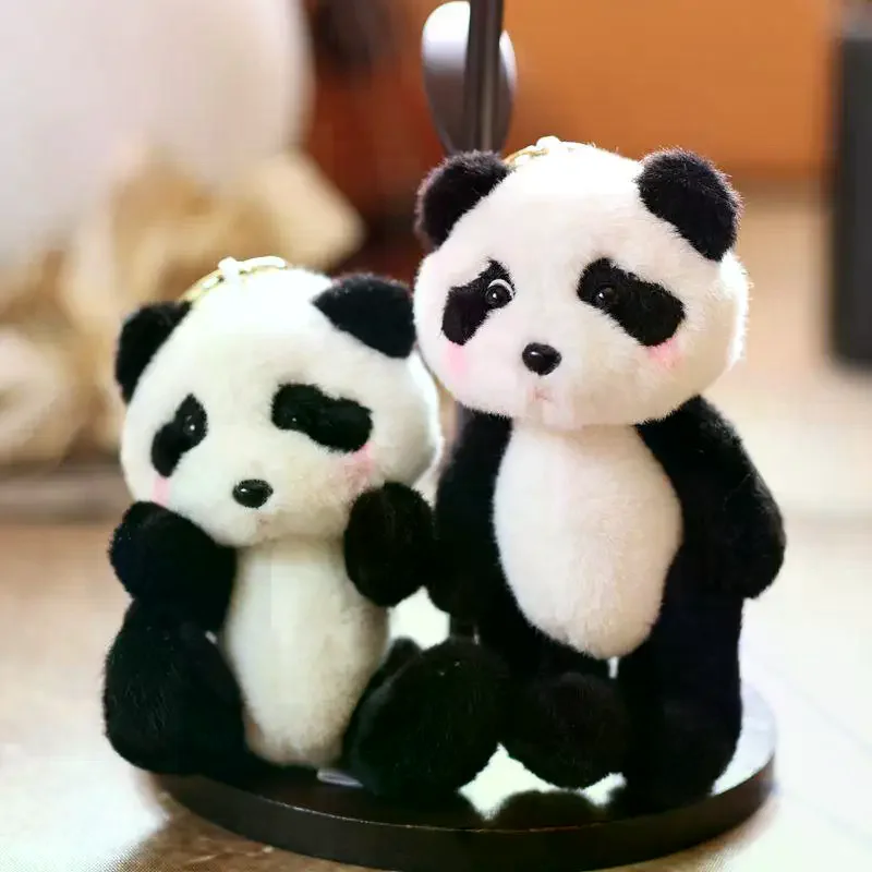 かわいいリトルパンダぬいぐるみキーホルダー漫画ぬいぐるみ人形ぬいぐるみキーリングバックパックペンダントぶら下げ装飾ギフト