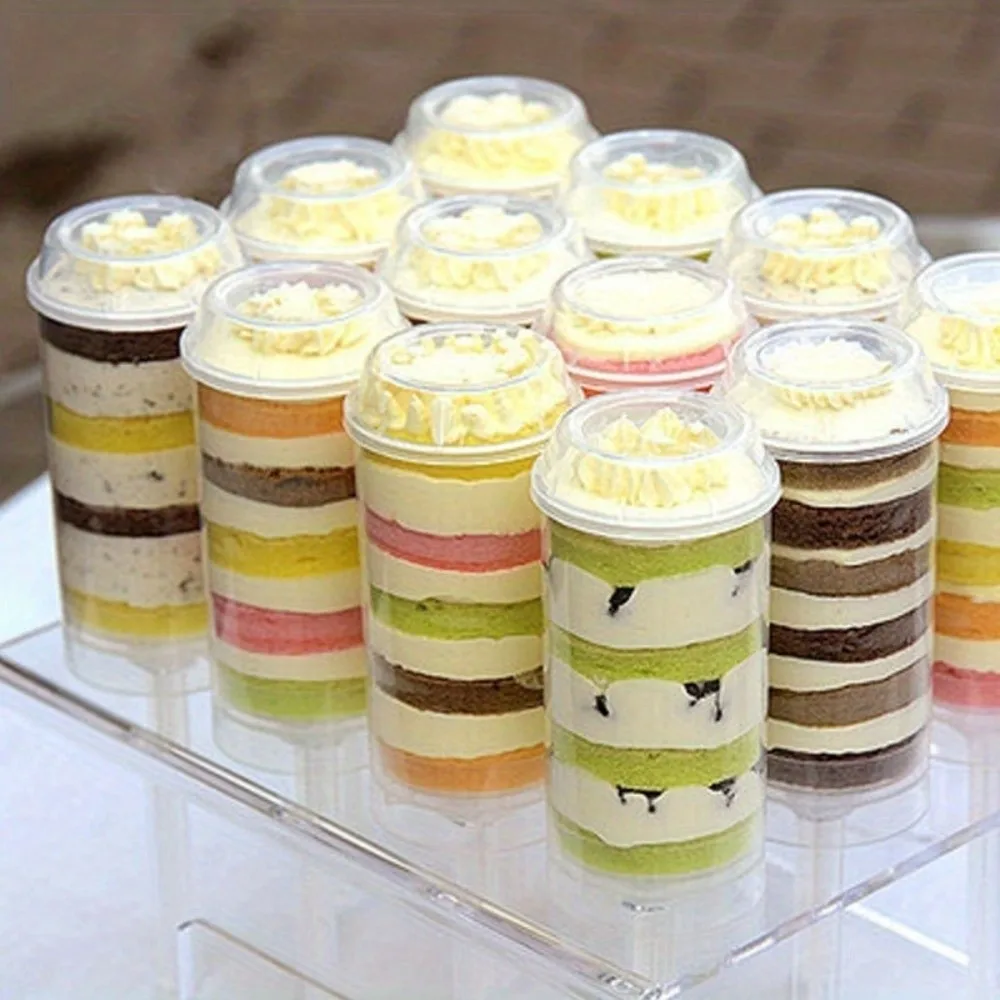 10pcs Transparent Push Cake Holders Reusable Plastic Small Cake Mold Cylinder Shaped Containers Push Cake Pops Family Gatherings