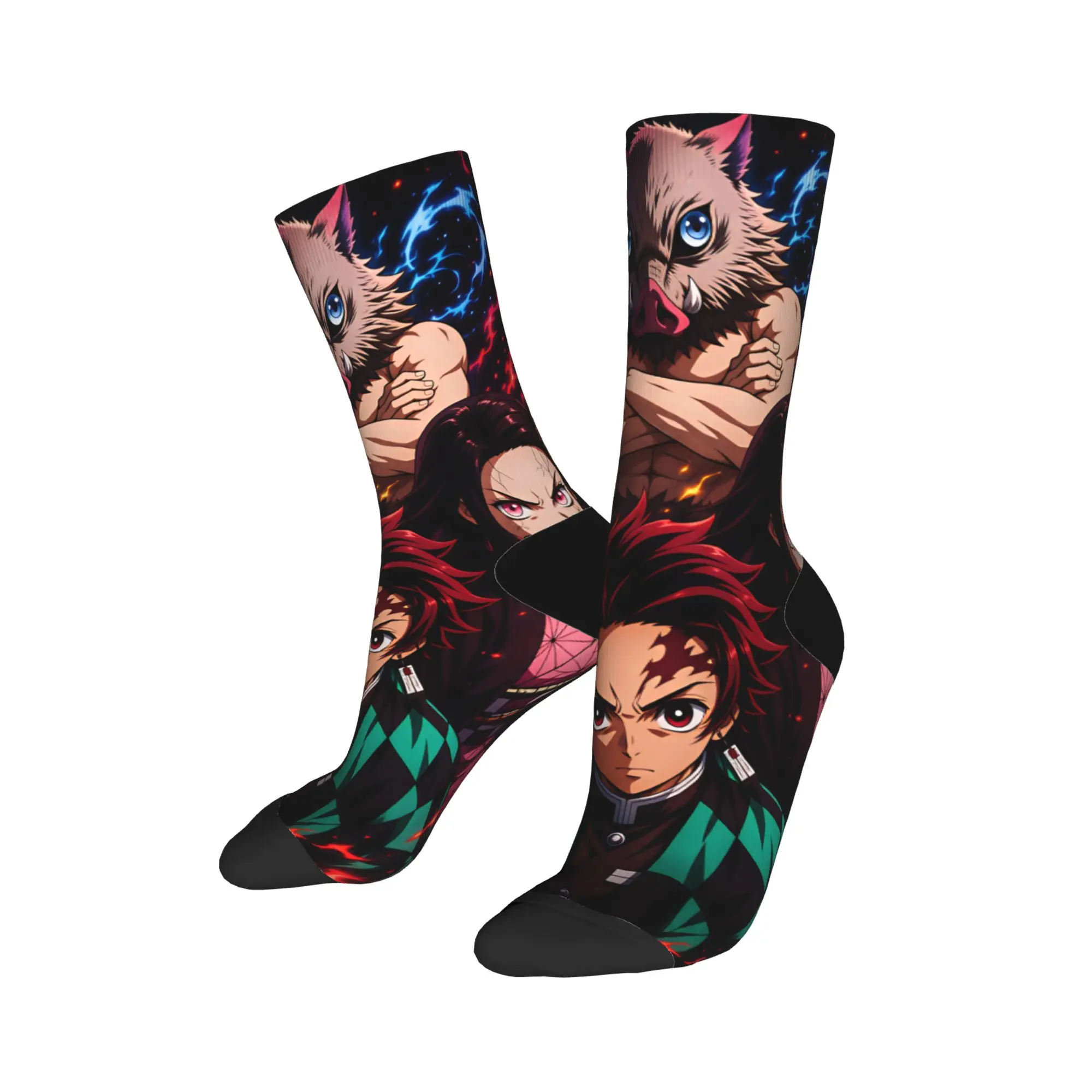 Demon Slayered Characters Socks Winter  Stockings Casual Couple Comfortable Socks Pattern Outdoor Sports Anti Skid Socks