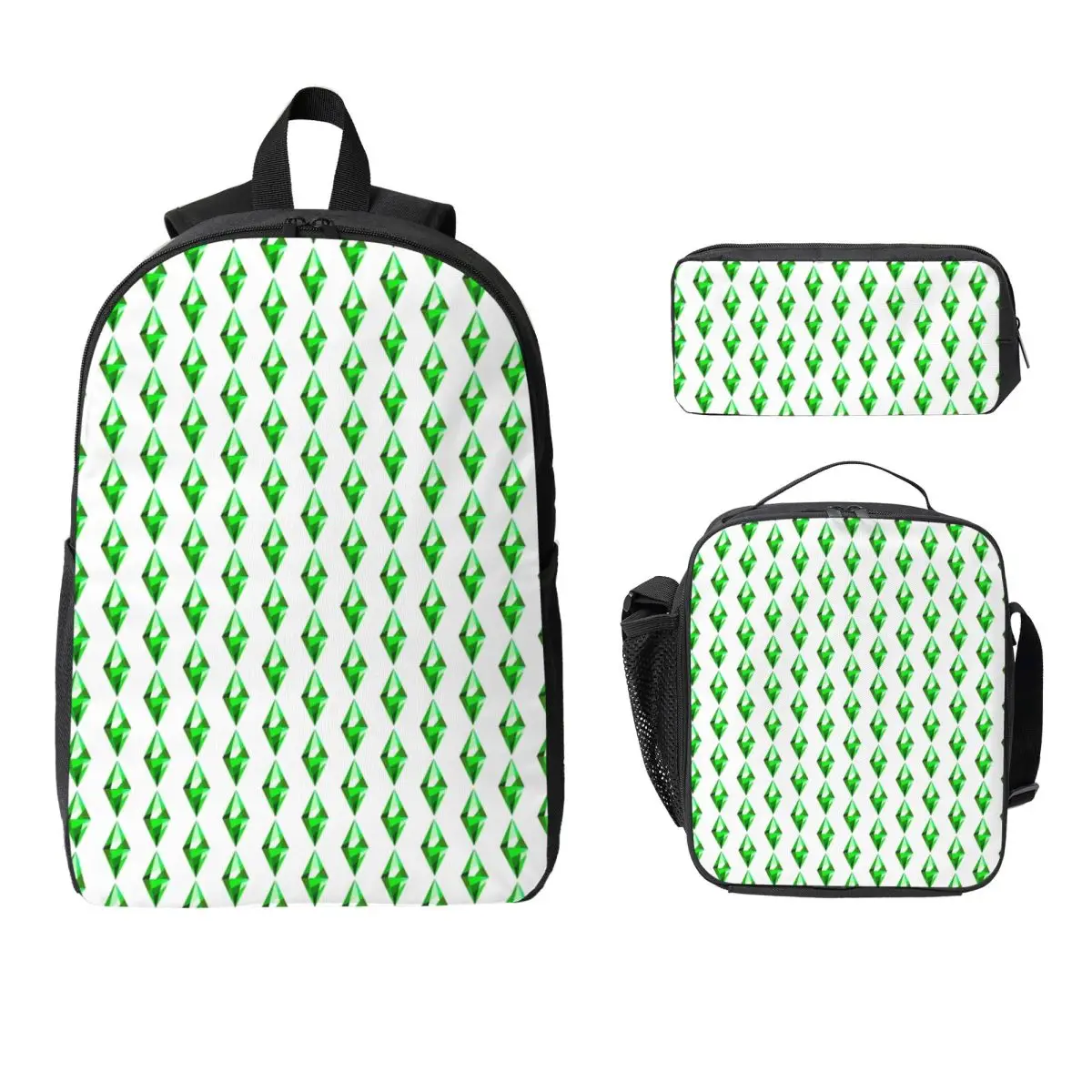 The Sims 4 Plumbob Backpack Student Boys Girls BookBag School Bag Laptop Shoulder Bags 3ps Insulated Lunch Bag Pencil Case