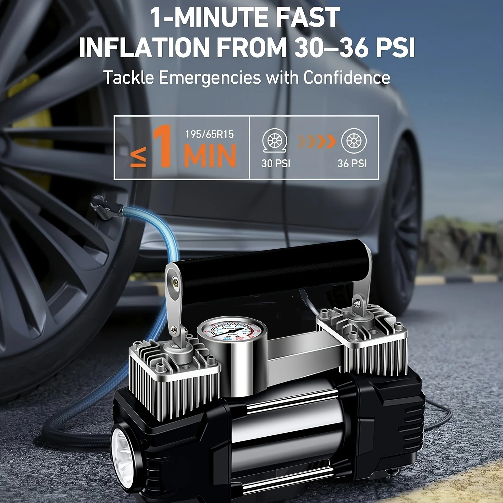 الانتقال كاتب مع منفاخ لإطارات السيارة 150PSI مضخة هواء للسيارة 12 فولت ولاعة السجائر ضاغط الهواء لسيارة دراجة نارية دراجة كرات #3