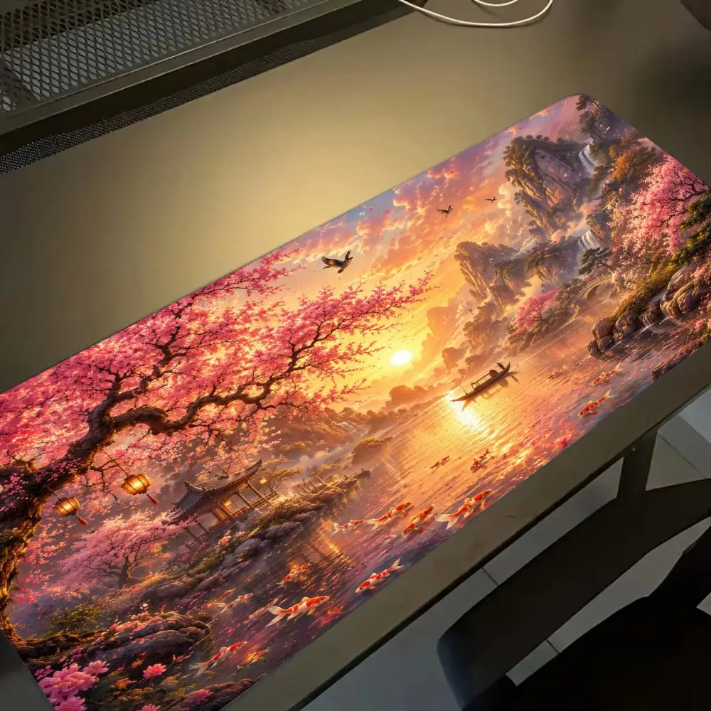 Cherry blossom Mouse Pads Pc Accessories Desk Mat Desk Interior Setup Mousepad Gamer Playmat Room Decoration Rug Big Mousepepad