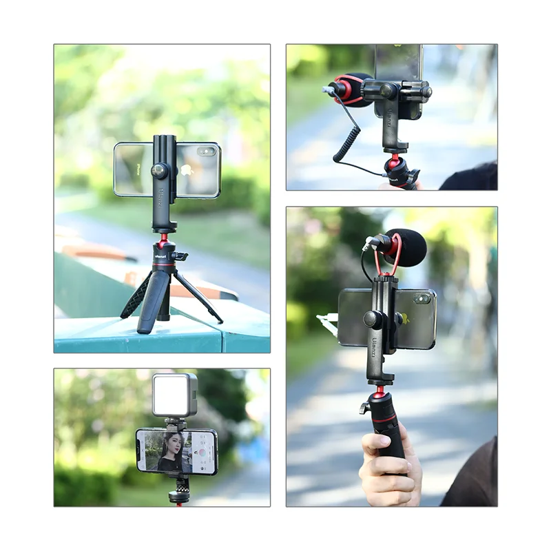 Ulanzi Updated Vertical Shooting Tripod Mount Holder Stand Bracket Clip Mount Cold Shoe Vlog Mount for iPhone Samsung Huawei