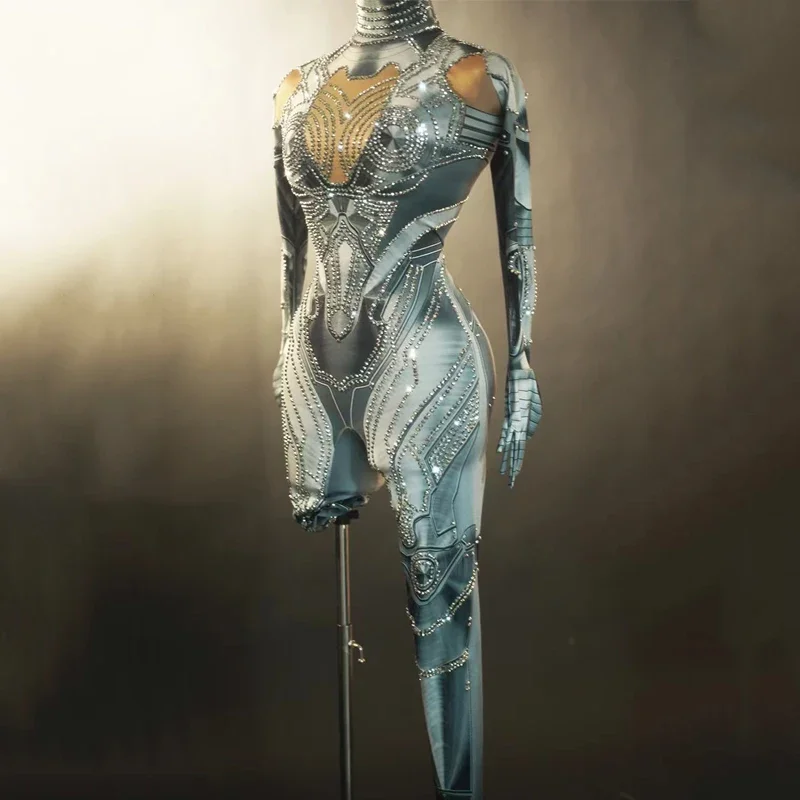 Mono Sexy con diamantes de imitación para mujer, ropa de baile en barra, Bar, Dj, Ds, Gogo, trajes de bailarina, traje de Drag Queen, ropa para discoteca