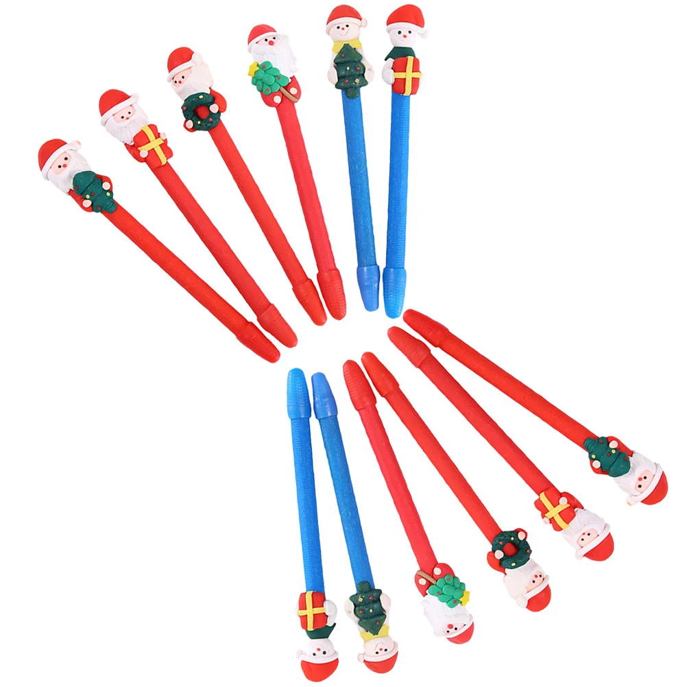 

12Pcs Christmas Theme Gel Ink Pens Writing Pen Students Stationery Unique Cartoon Appearance Christmas Pens