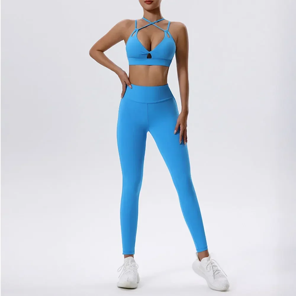 Women Yoga Gym Set Clothes 2 Piece 's Tracksuit Athletic  Pilates Fitness Suit  Workout Push Up Clothes Sports Bra Leggings Suit