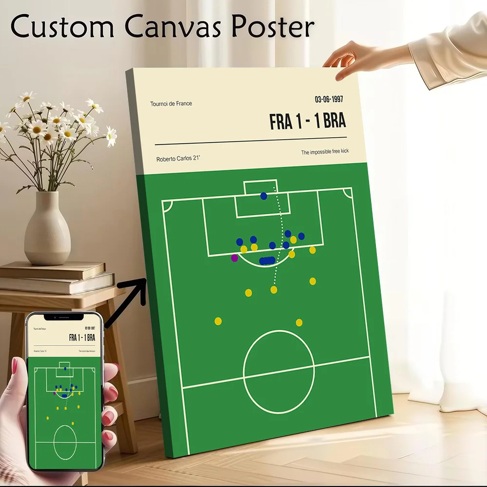 Póster de Roberto Carlos Free Kick, lienzo impreso personalizable para imágenes, decoración artística de pared, decoración para sala de estar, decoración del hogar