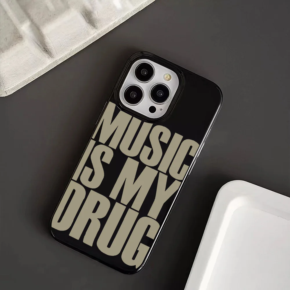 حافظة لهاتف آيفون 17 16 14 13 12 11 15 Pro Max Aia XR X XS Max MINI 78 Plus غطاء ناعم مقاوم للصدمات من Black MUSIC