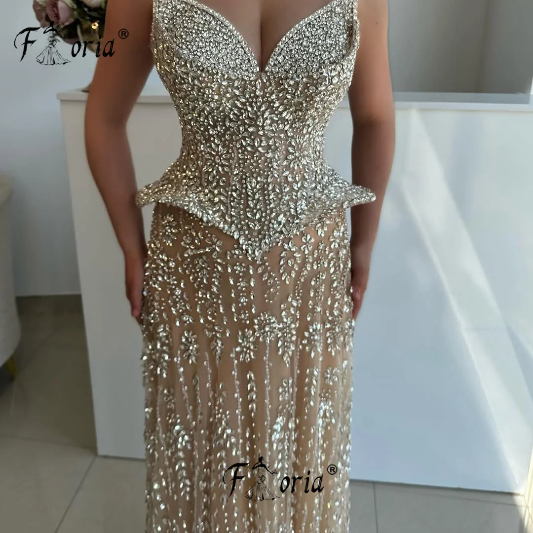 

Luxury Heavy Beads Mermaid Party Dress Full Crystal Stones V Neck Wedding Evening Gown Couture vestidos de fiesta elegantes 2025