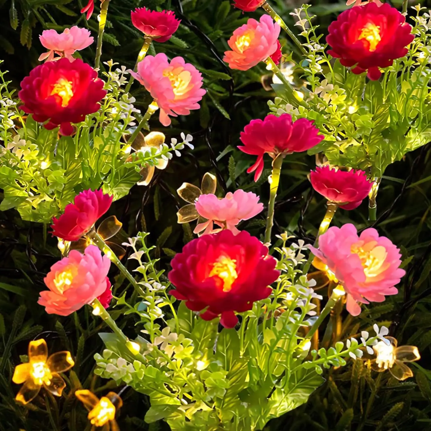 7 Heads Outdoor Solar Simulation Snow Lotus Flower Lights Waterproof Lamp For Patio Lawn Garden Holiday Party Decoration Flower