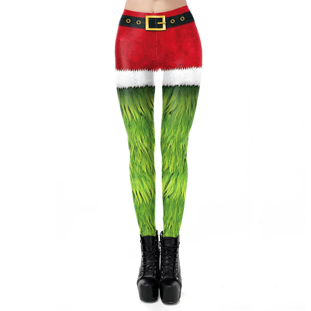 Nadanbao Weihnachts gürtel Leggings Herbst Winter Festival Santa Claus Print Röhren hose Hose mit hoher Taille für Frauen