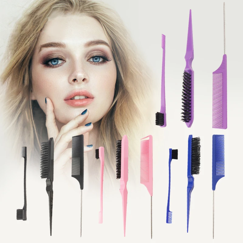 3Pcs Slick Back Hair Brush Set Bristle Hair Brush Brush Teasing Comb For Women Baby Kids