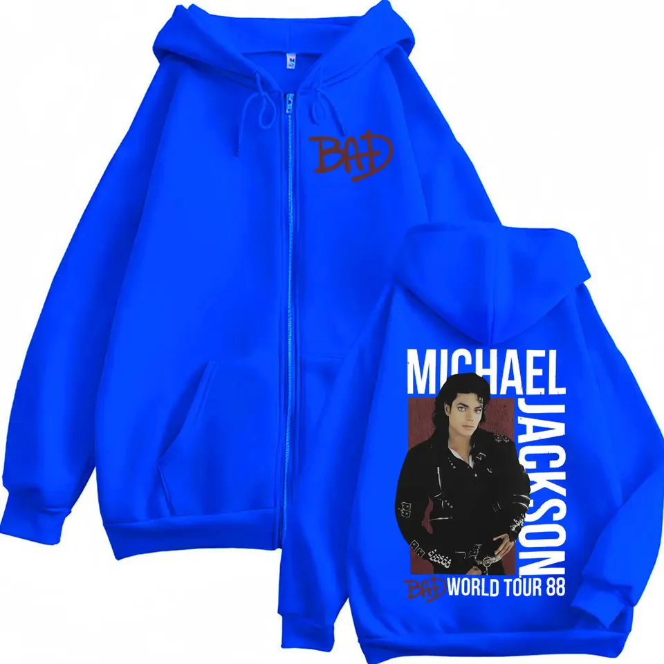 Michael Jackson King of Pop Bad World Tour Zipper Hoodies Men