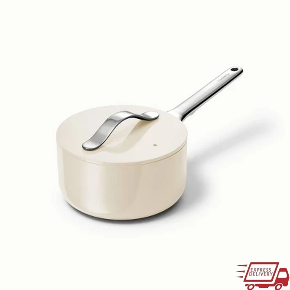 Mini sartén para salsa, olla de cocina de cerámica antiadherente de 6,5 pulgadas con tapa, cocina saludable, Gas de inducción, eléctrica, segura, fácil de limpiar