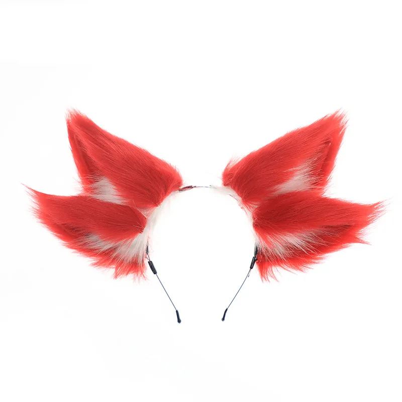 NEW Cosplay Fox Ears Headband Red Fox Charm Simulation Animal Ear Ancient Style Nine Tailed Fox Anime Halloween Accessories