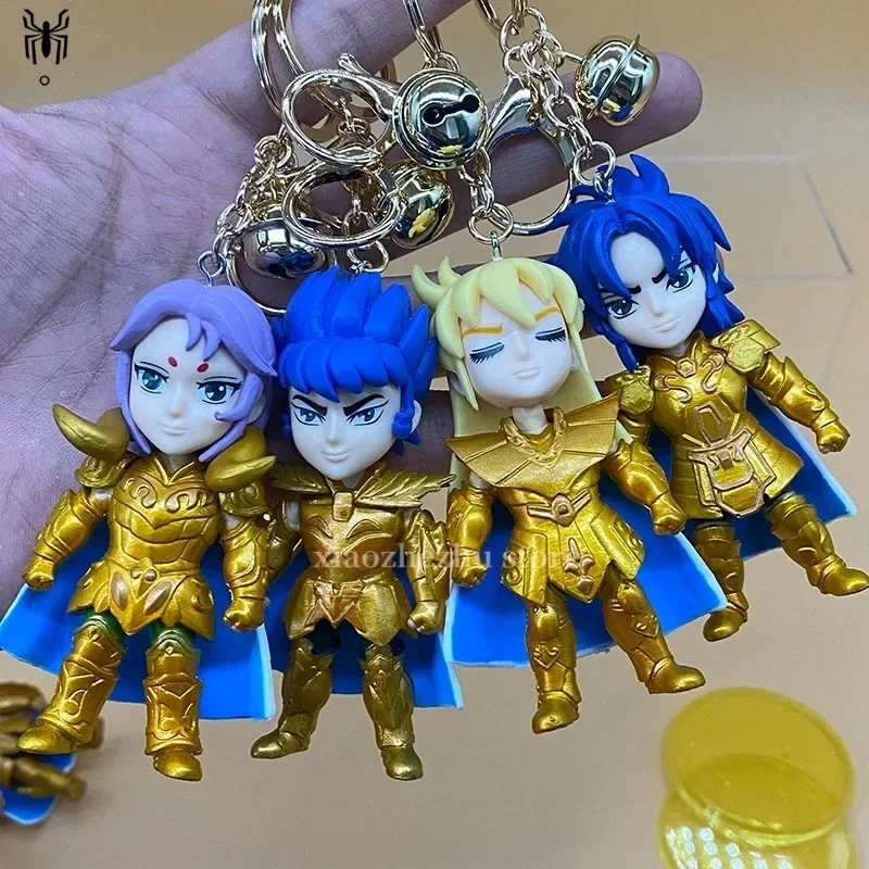 12 sztuk złoty Saint Seiya wykwintne dwanaście konstelacji Gacha10cm Mini brelok do torby wisiorek lalka model figurki zabawka kreatywny prezent