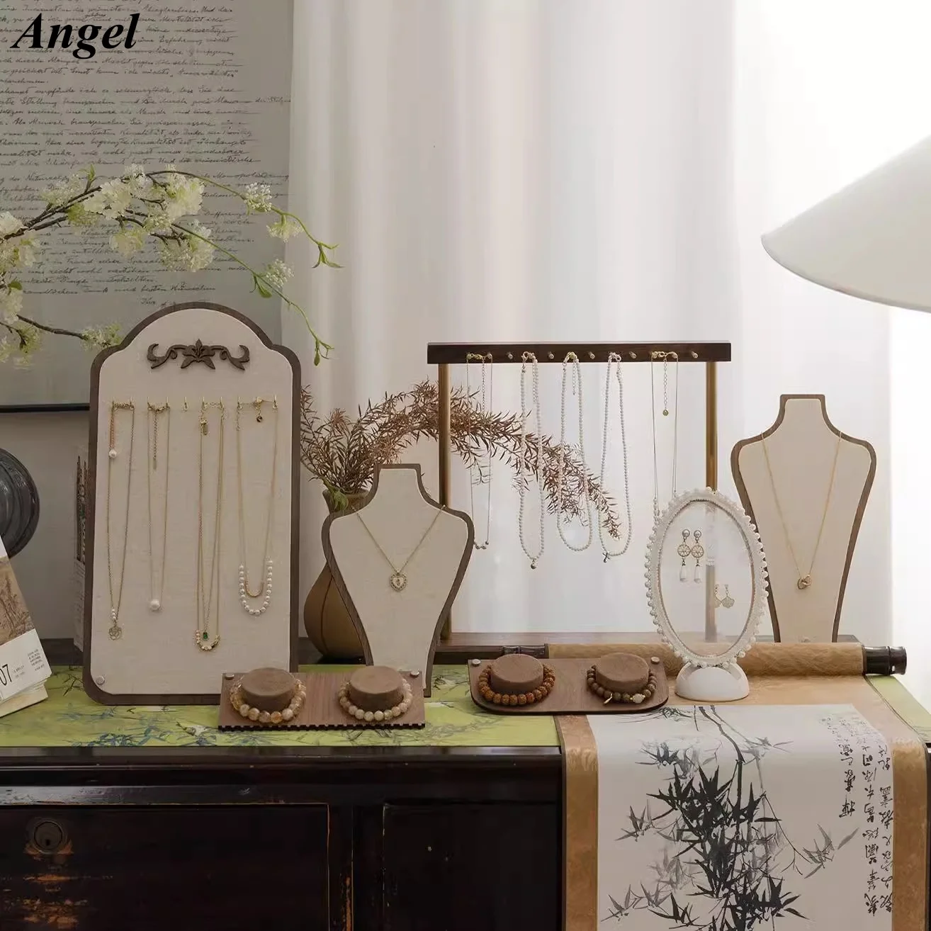 

Портативная винтажная витрина для ювелирных изделий, складной держатель для браслета и ожерелья для рынка, бизнеса, дисплей для прямой трансляции Pro