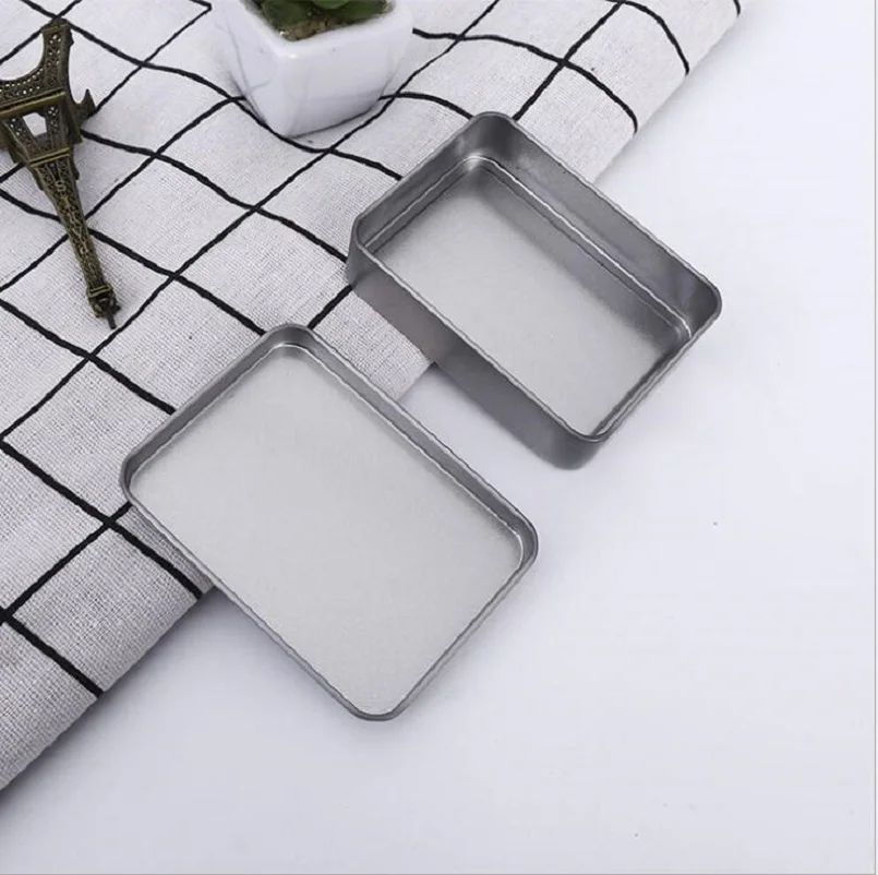 1PC New Rectangular Metal Lip Tin Can Box Silver Blank Candy Jewelry Storage Case Organizer For Money Coin Candy Keys