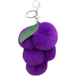 Cute Grape, Real Otter Rabbit, Fur Grass, Cute Keychain Bag, Hanging Decoration, Creative Plush Ball, Car Keychain