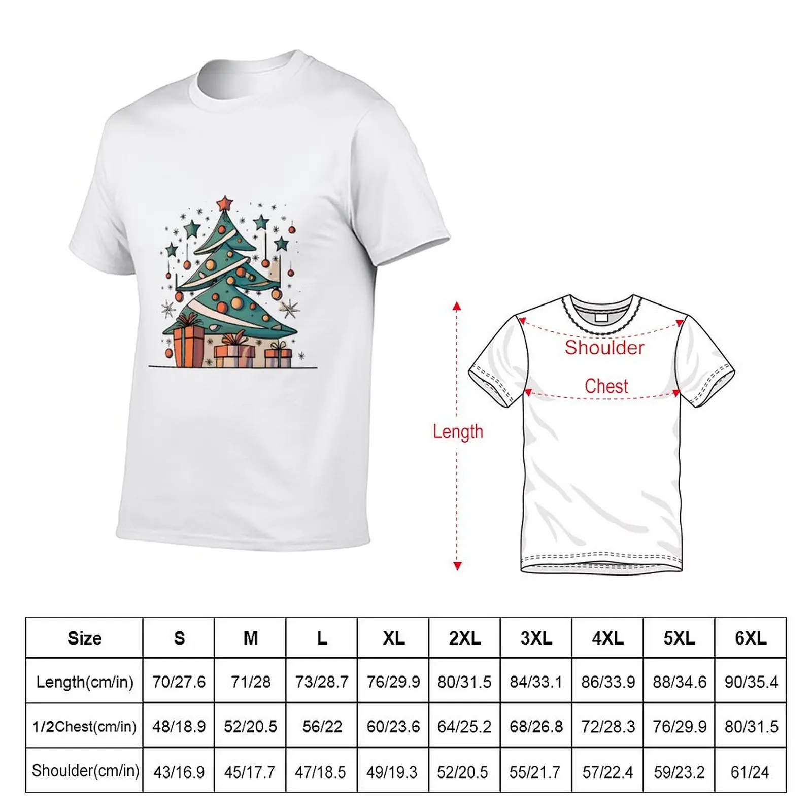 Modern Christmas Tree Minimalistic Drawing T-Shirt quick drying t-shirt mens clothes