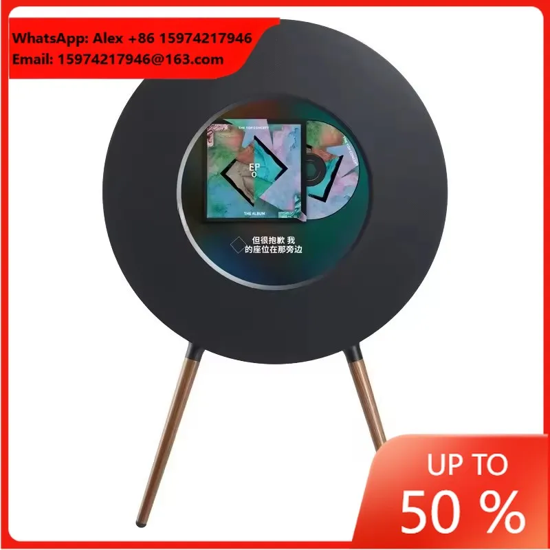 R1 Vinyl Record Lyrics Speaker Floating Subtitles Speaker Home Living Room Blue Tooth Stereo Hifi Art Led Display Screen Speaker