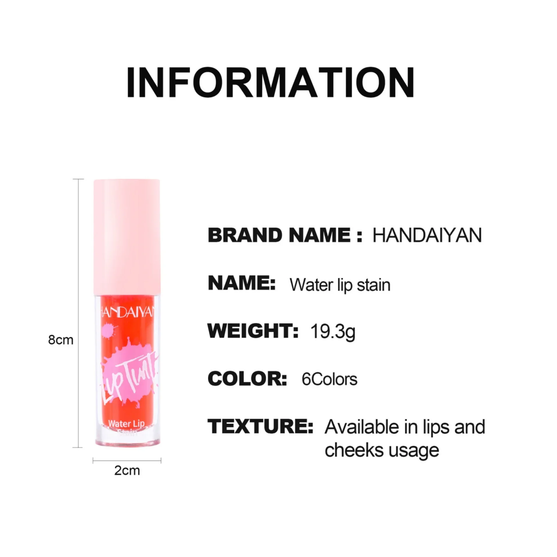 HANDAIYAN 2in1 Lip Makeup Lip Stain Tint & Cheek Blush Tint Lasting Moisturize Silky Matte ลิปสติก Non-Stick Cup Glossy Lip Glaze