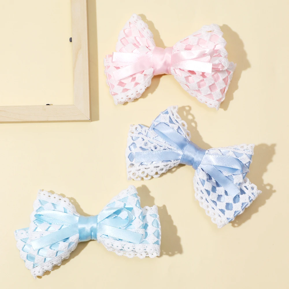 

Sweet Princess Bows Hairpins Lace Edge Bowknot Hair Clips For Girls Satin Barrettes Duckbill Clip Kids Headwear Hair Accessories