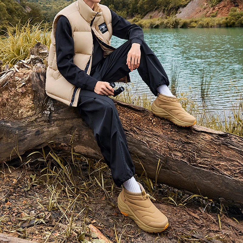 GOLDEN CAMEL Snow Boots for Men Women Fleece Lined Warm Winter Shoes Water Repellent Non-slip Lightweight Casual Cotton Shoes