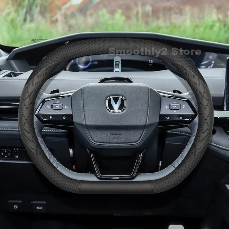 

Leather Car Steering Wheel Cover For Changan UNI-V UNI-T 2023 2024 2025 Non-slip Auto Steering Wheel interior Accessories