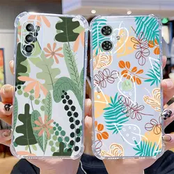 G54 Flowers and Grass Transparent Phone Case For Motorola Moto G54 G53 G52 G72 G82 G13 G73 G32 G84 G14 G42 G24Power G30 G9 Cover