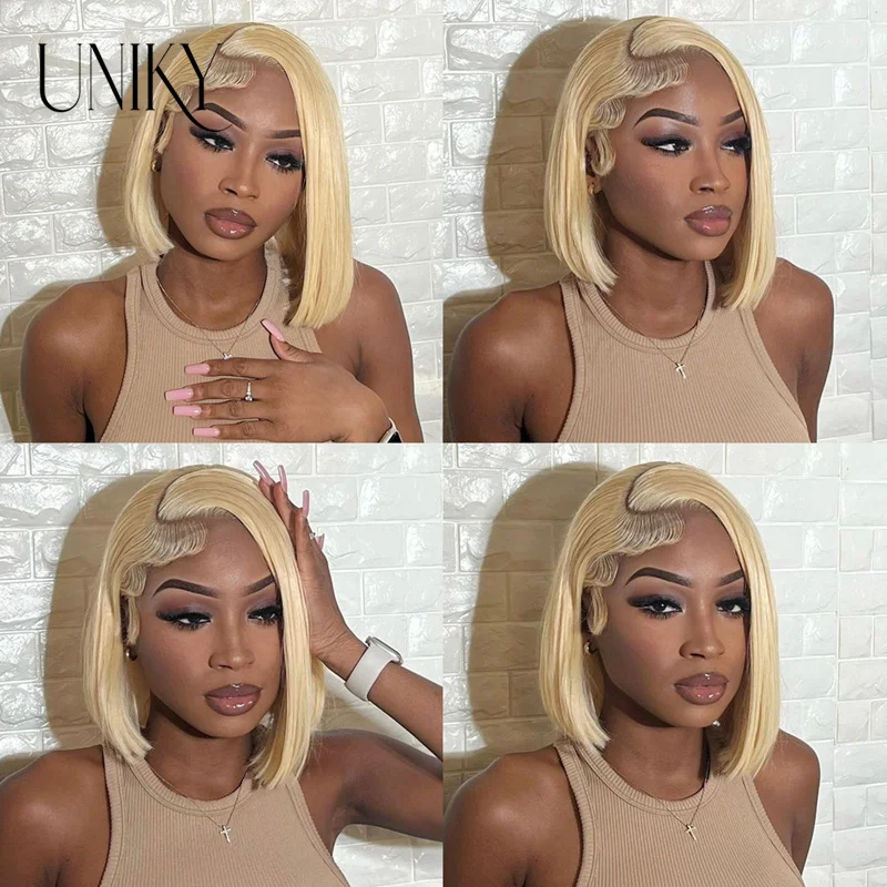 Transparent 13x4 Lace Frontal Bob Wig 613 Blonde 13x4 Human Hair Wigs Brazilian Remy Short Straight 4x4 Closure Wigs For Women