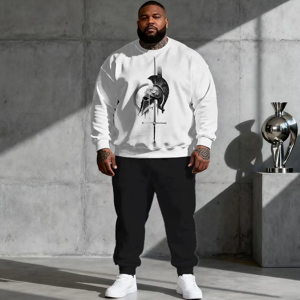 

S-9xl plus size Men's Hoodie Set (2-Piece): Text Element - Warm Breathablebtle Phrase Prints, Perfect for BigT