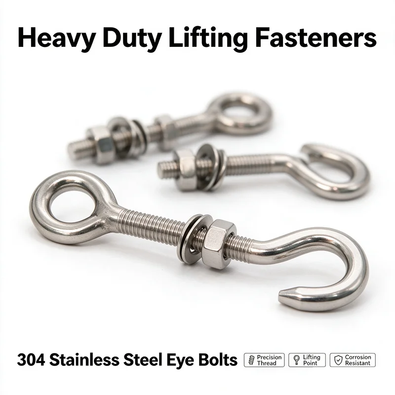 304 Stainless Steel Eye Bolts Closed End Threaded Ring Hooks Assortment Kit Heavy Duty Lifting Fasteners M4 M5-M24