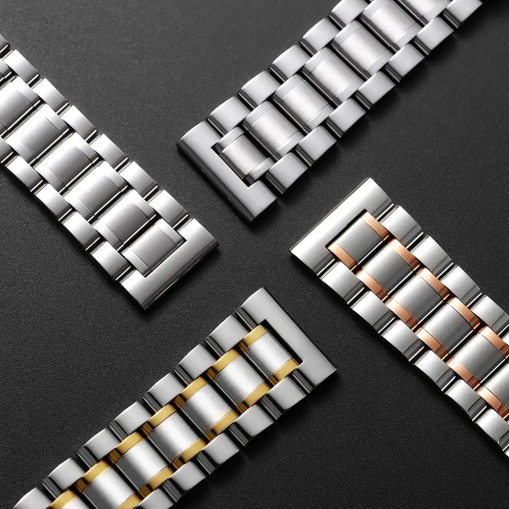 Edelstahl-Uhrenarmband mit gebogenem Ende, 12/13/14/15/16/17/18/19/20/21/22/23/24 mm, Schmetterlingsverschluss, massives Metall-Universalarmband – Detail 10