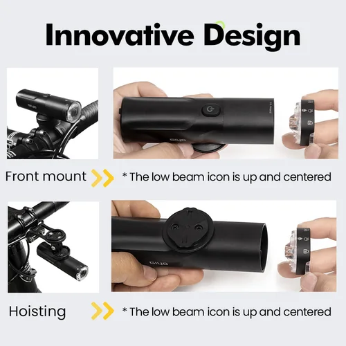 Imagen 2 del producto Giyo 400-1500LM iluminación delantera de bicicleta faro estándar alemán lente giratoria carga USB IP66 impermeable antideslumbrante luz de bicicleta