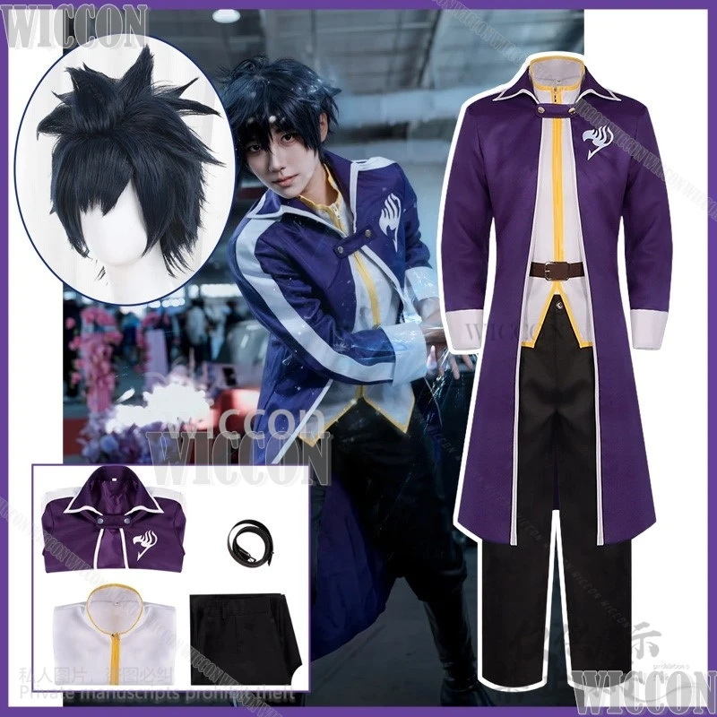 Gray Fullbuster Cosplay Anime Fairry Tail Costume Long Sleeved Trench Coat Uniform Adult Man Halloween Carnival Suit Customized