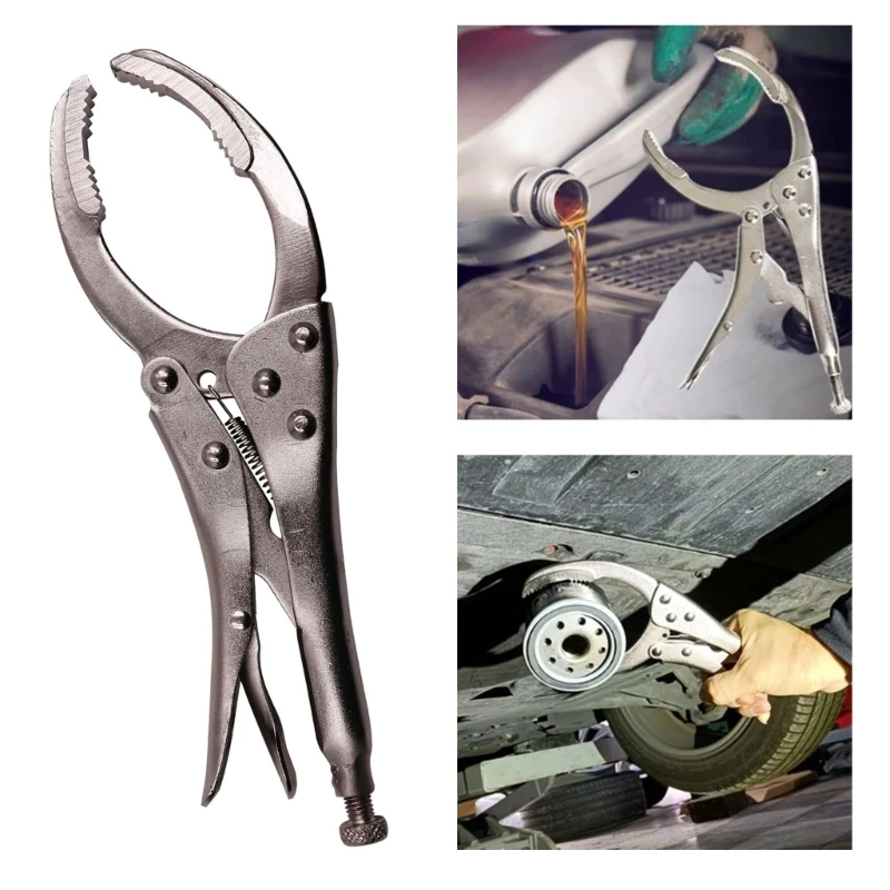 Adjustable Oil Filter Wrench Pliers Long Handle Grip Tool Multifunction Oil Filter Locking Pliers for Car Maintenance X37F