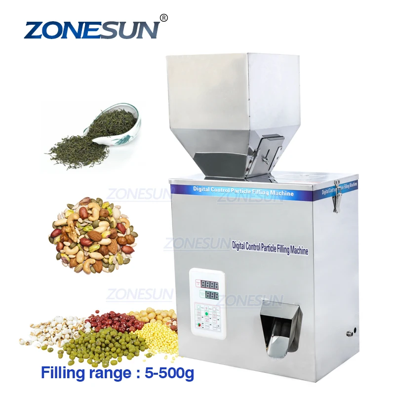 ZONESUN 5-500g Vibration Coffer Bean Tea Bag Sachet Powder Pouch Automatic Racking Weighing Filling Machinery