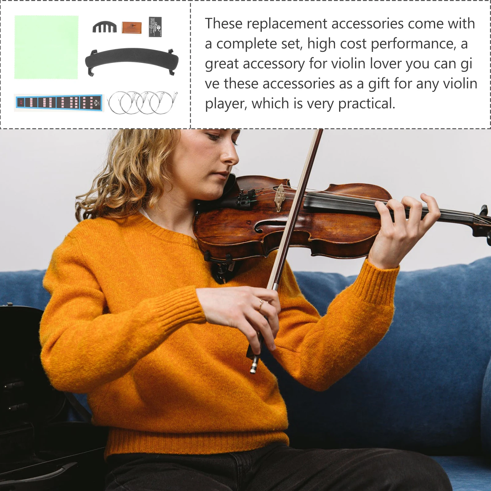 

1 set Professional Violin Accessories Set Replacement Parts Repair Kit String Rosin Tailpiece Durable High Quality for Violin