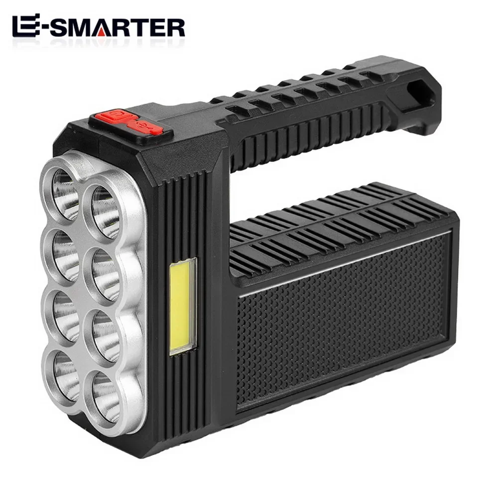 كشاف للتخييم في الهواء الطلق 8 مصابيح LED شحن بالطاقة الشمسية مصباح يدوي محمول شحن USB مصباح محمول 4 أوضاع إضاءة مشرقة