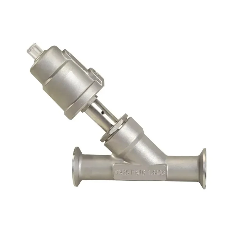 2/2 way sanitary three-clip connection stainless steel food grade Y piston pneumatic angle seat valve