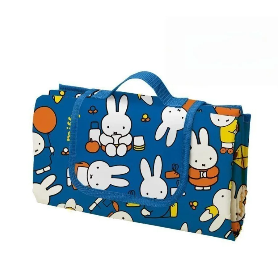 Miffy Bunny Foldable Picnic Mat, Cute Cartoon Rabbit Waterproof Beach Blanket Portable Hand Carry Outdoor Camping Mat for Travel