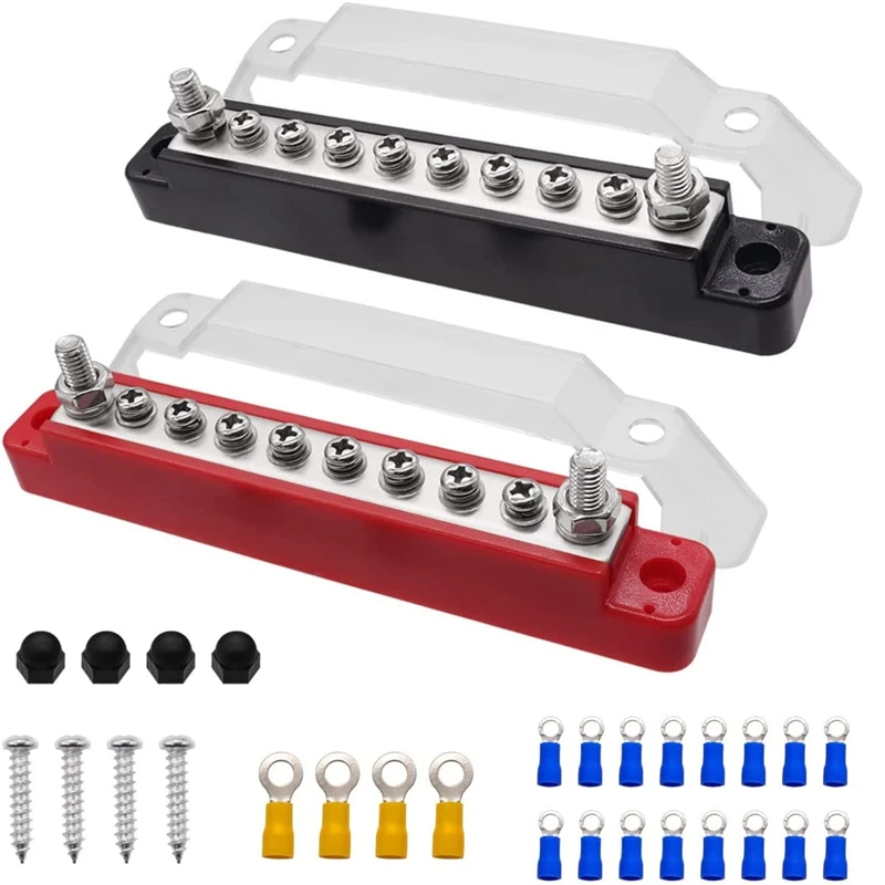 

Power Distribution Block 12V 150A Bus Bar Terminal Block 2 x 1/4"(M6) Terminal Studs 12 x M4 Terminal Screws for Car Boat Marine