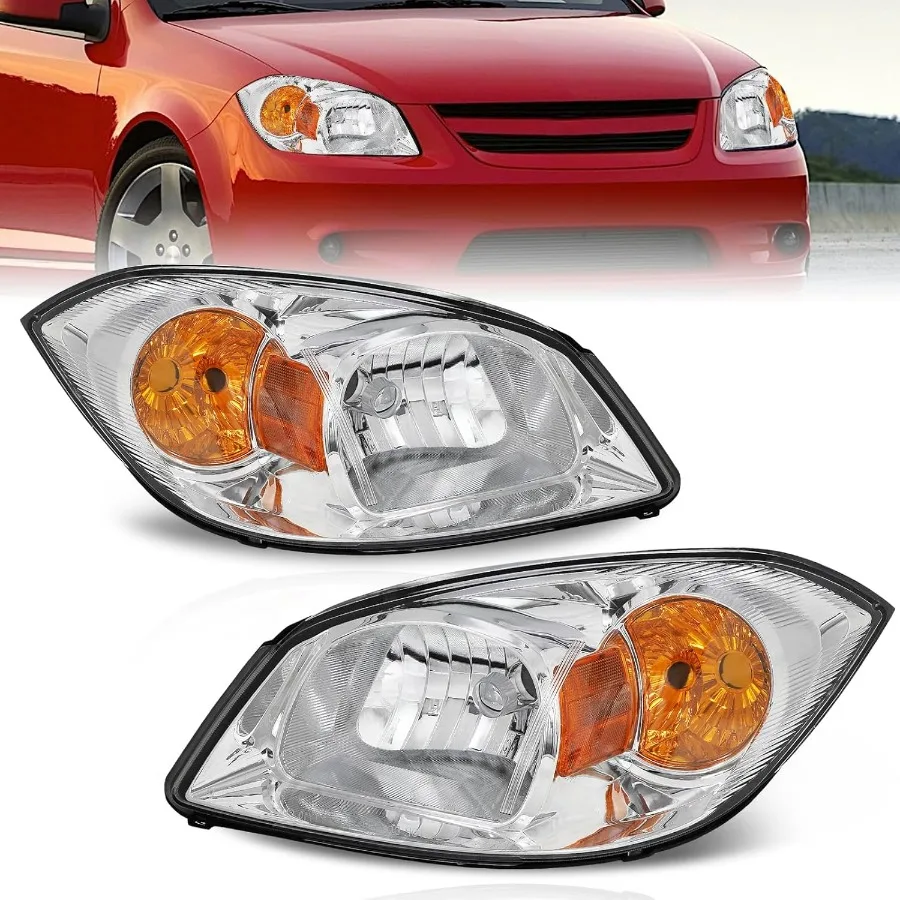 

Headlight Assembly Fit for 2005-2010 Chevy Cobalt/2005-2006 Pontiac Pursuit/2007-2009 Pontiac G5 Chrome Housing with Amber Refl