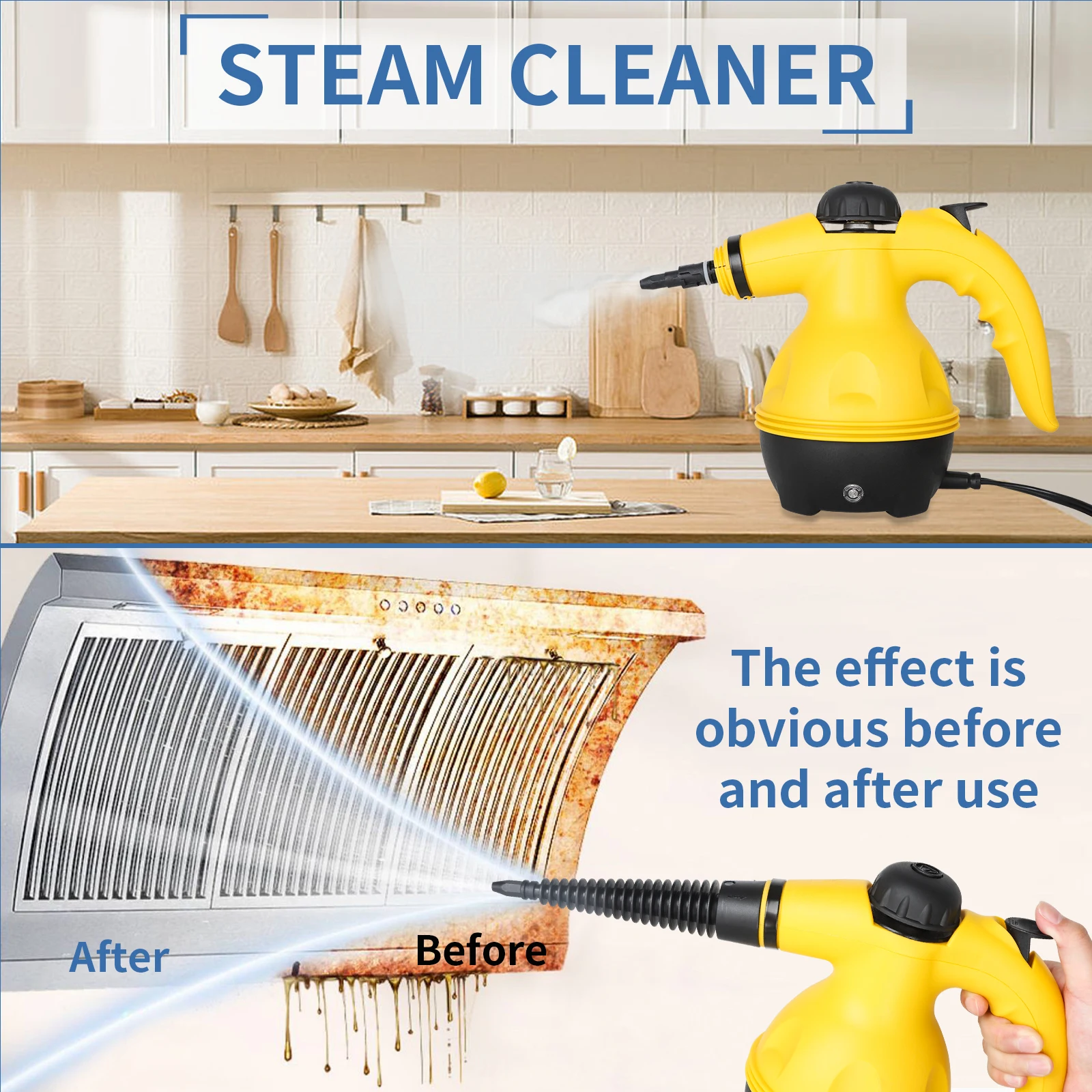 Multi-Purpose Steam Cleaner Handheld Pressurized with 9-Piece Accessories, Perfect for Stain Removal, Curtains, Car Seats, Floor