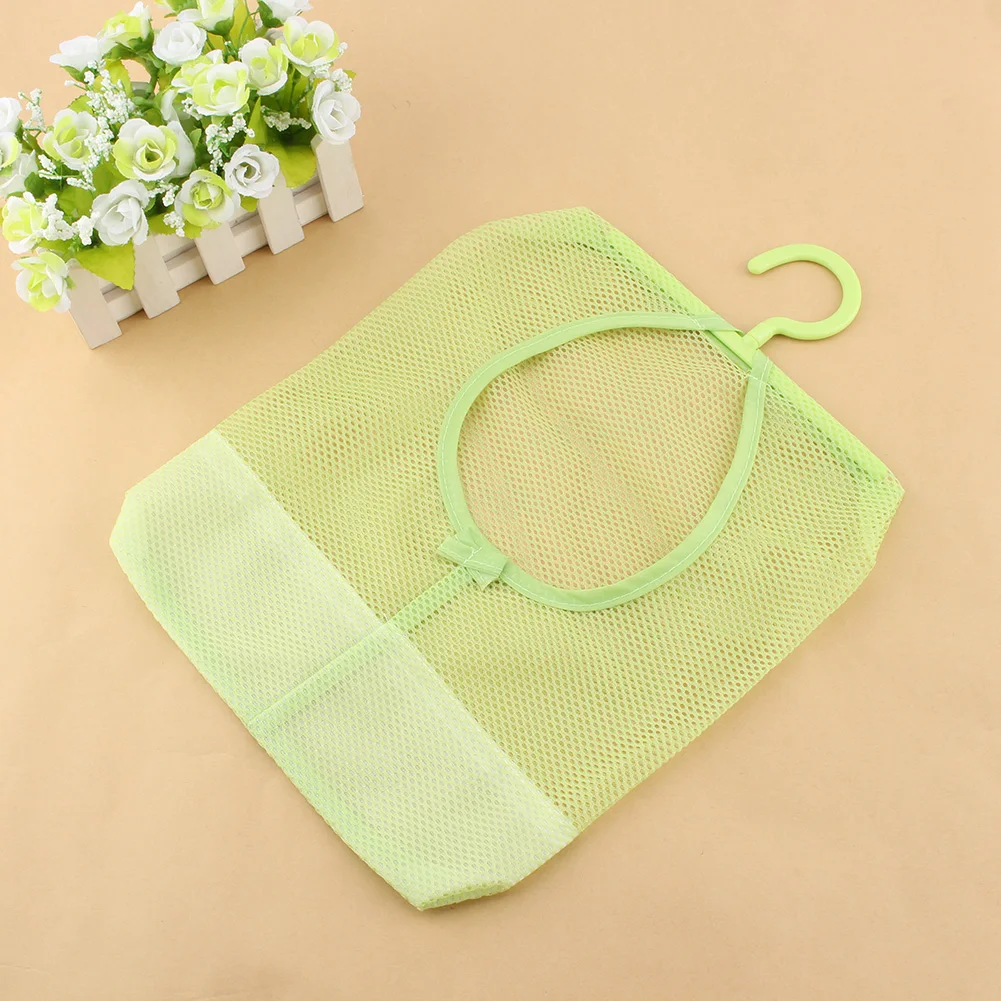 Clothespin Bag with Hanger Portable Hanging Mesh Clothes Drying Bag Laundry Organizer for Socks Stockings Underwear Green