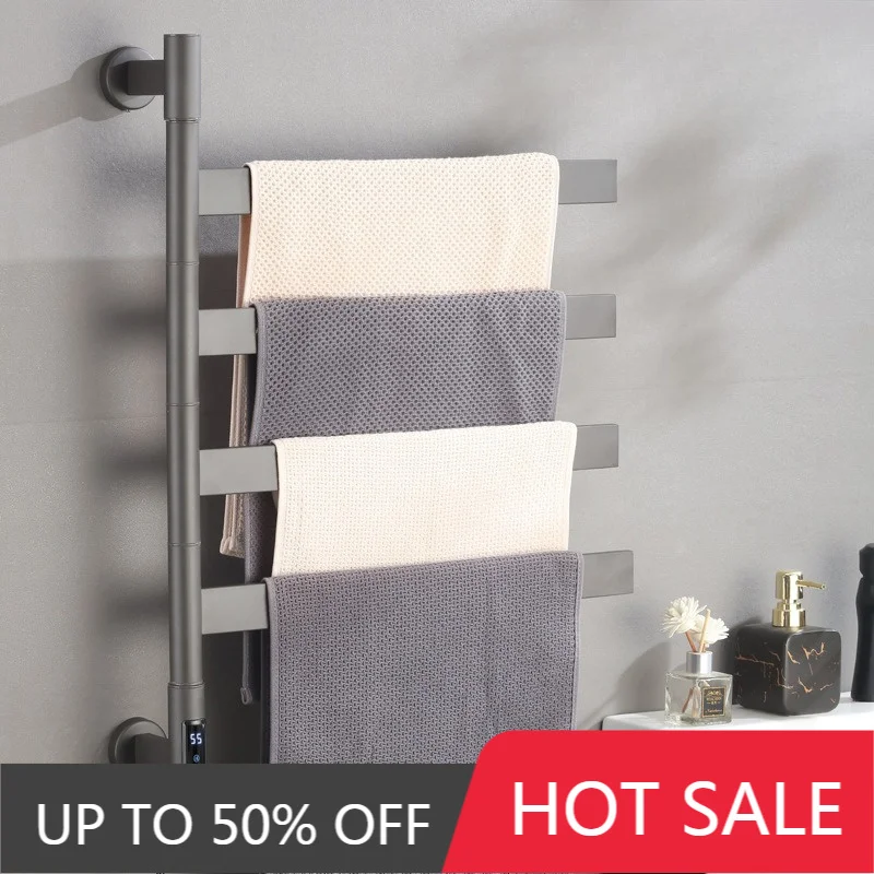 Electric Heated Towel Rail Rotatable Bathroom Towel Warmers Waterproof Stainless Steel Thermal Towel Rack Home Toilet Supplies