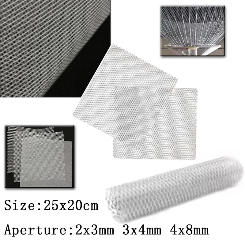 25x20cm Diamonds Pattern Aluminum Mesh Sheet, Small Grid for Vent Cover, Lampblack Filter, Car Grill DIY Metal Screen