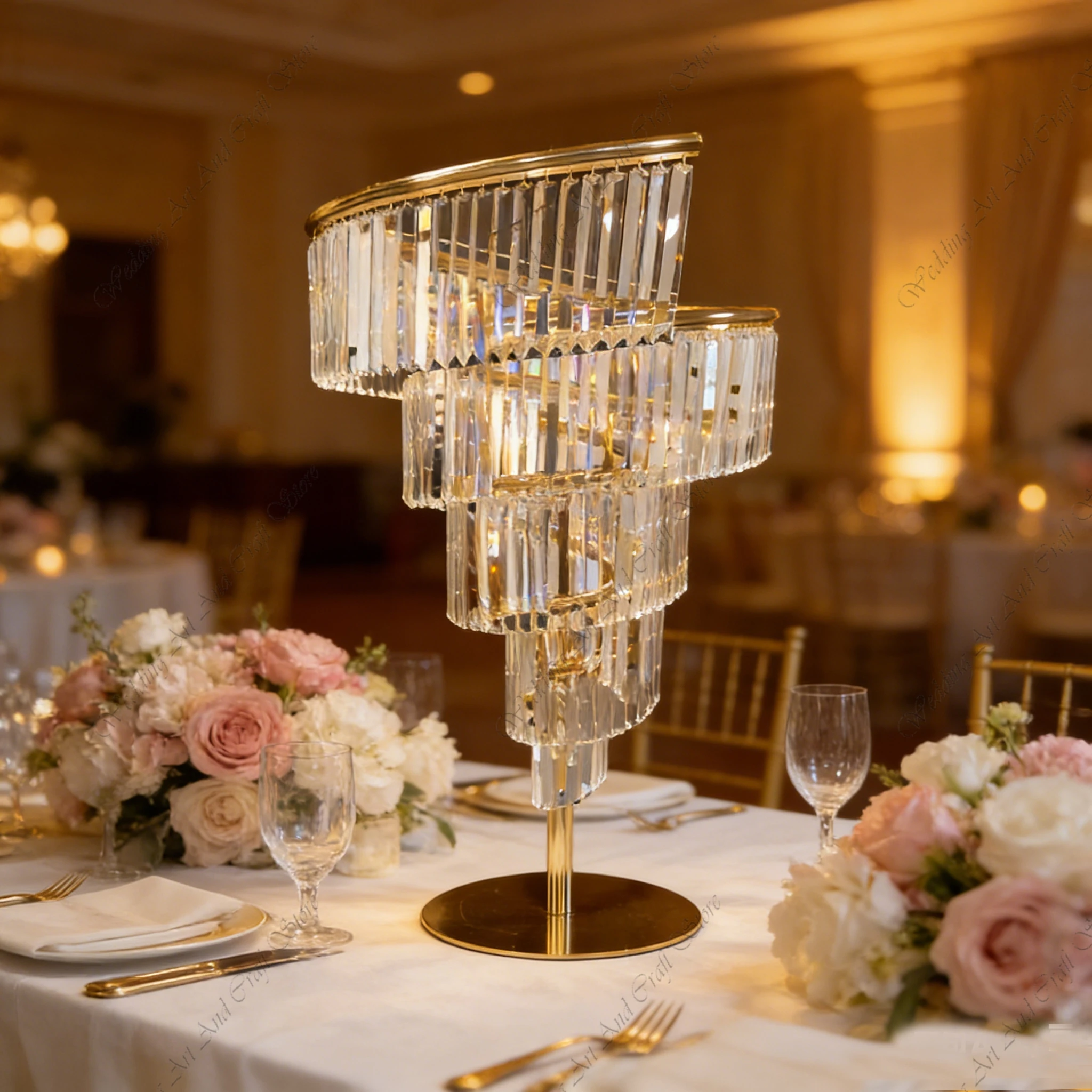 5pcs f30 100cm Spiral Acrylic Chandelier Centerpieces Round Pillar Arches for Backdrop Walkway Decoration for Wedding ivy647