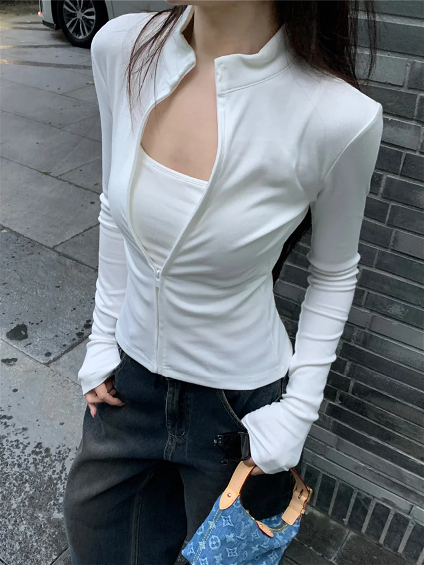 PLAMTEE Skinny Slim Coats Knitted Sports Casual Autumn Solid Daily 2024  Full Sleeve High Street Mujer Office Lady Sweaters